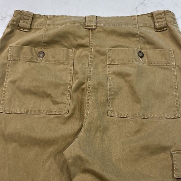 Joie Wide Leg High Waist Pants Sz 14 Cargo Pocket Tan Tencel Cotton Stretch - Picture 5 of 14